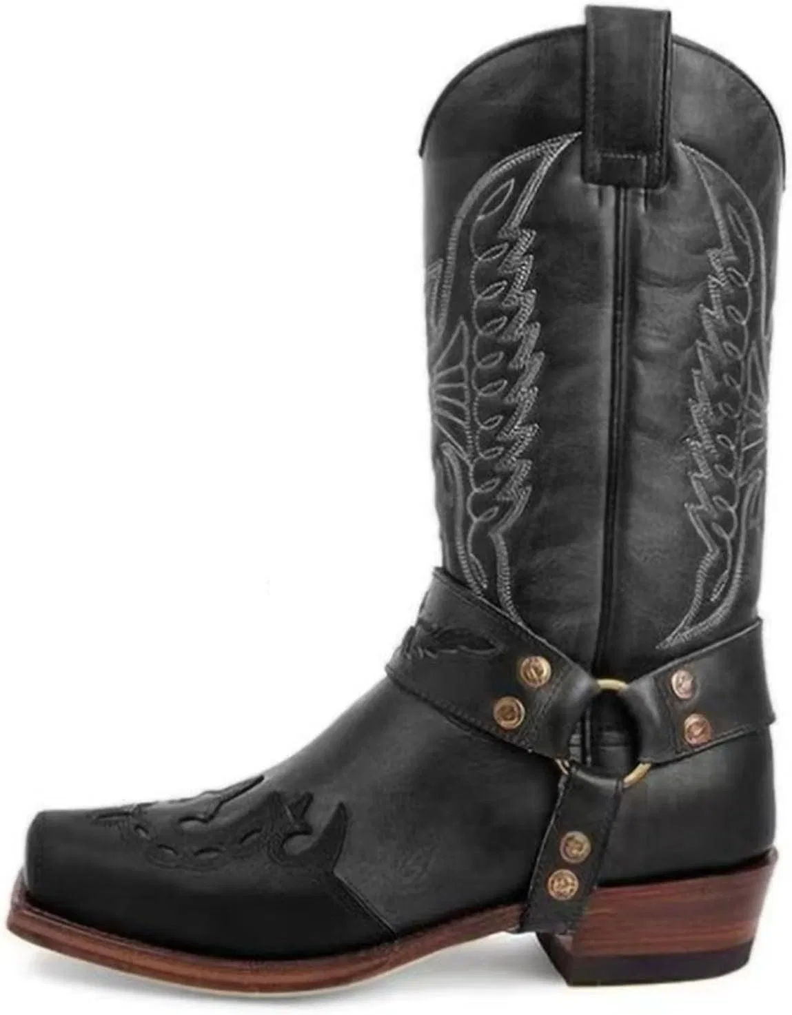 Generisch Westernstiefel Lederstiefel Cowboy Stiefel Trachtenschuhe Western Stiefeletten Ковбойские ботинки Reitstiefel Klassisch Cow Boy Retro, 01 Black — фото 2