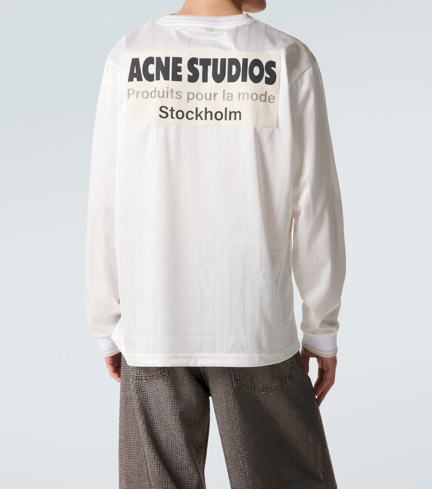 Футболка с полосатым логотипом Acne Studios, белый — фото 4