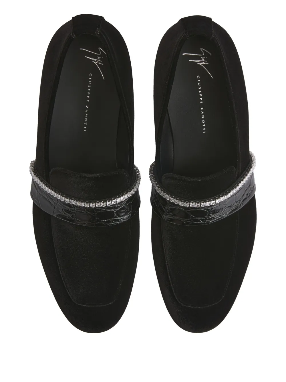 Лоферы Arnaud с тиснением под крокодила Giuseppe Zanotti, черный — фото 4