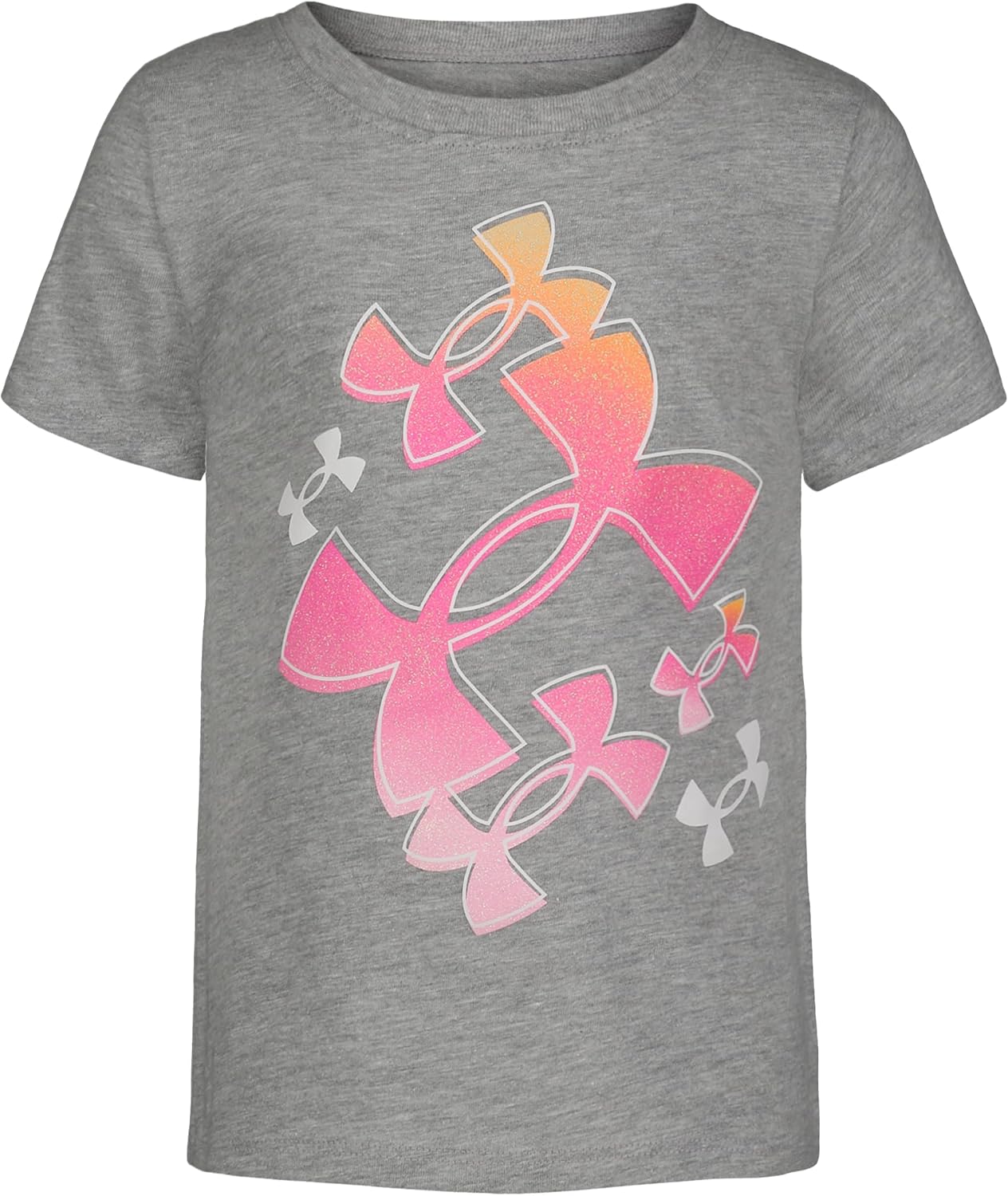 

Футболка Under Armour для девочек с коротким рукавом и круглым вырезом, легкая и дышащая спортивная футболка., Mod Gray-Core Logo