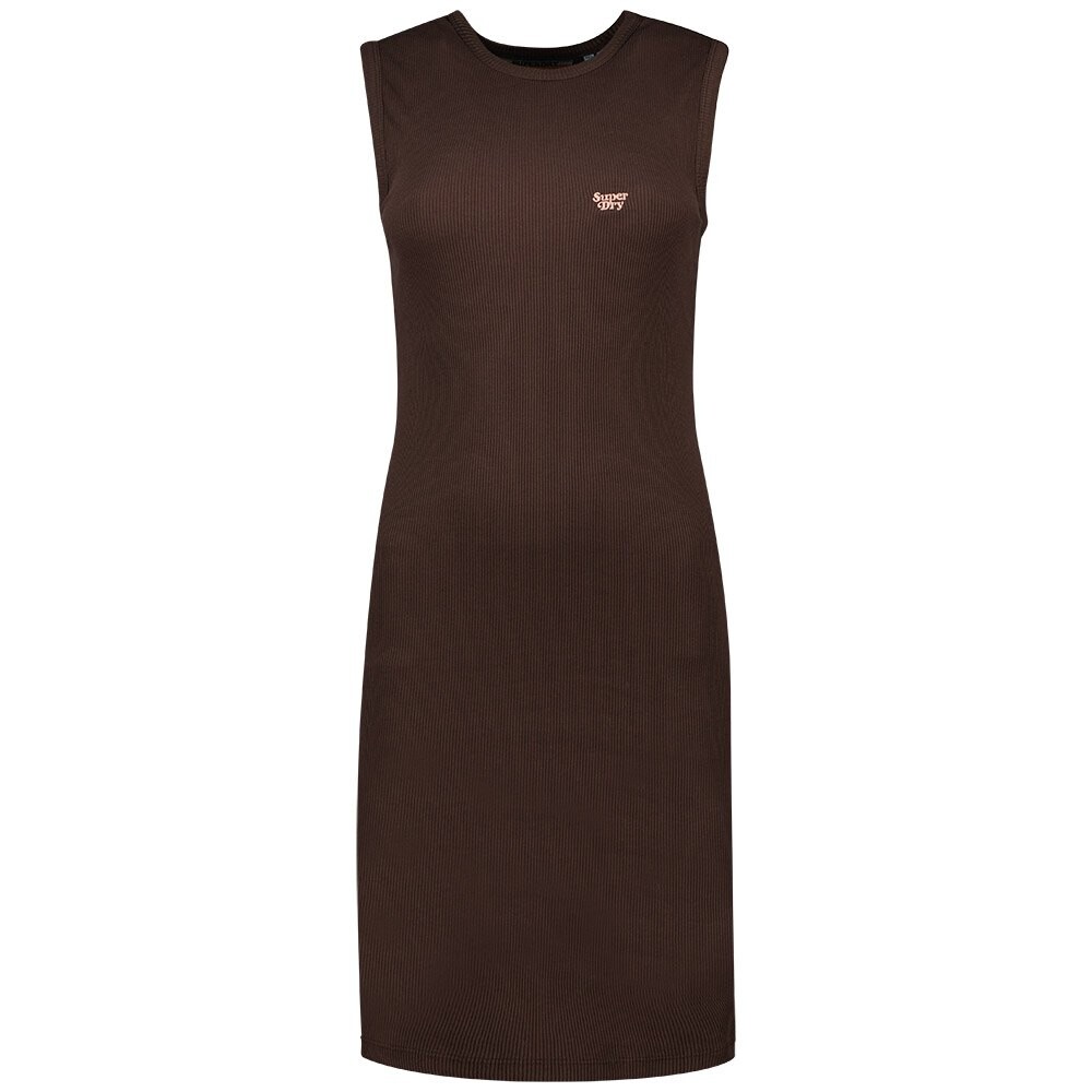 Платье с длинным рукавом Superdry Rib Bodycon, коричневый