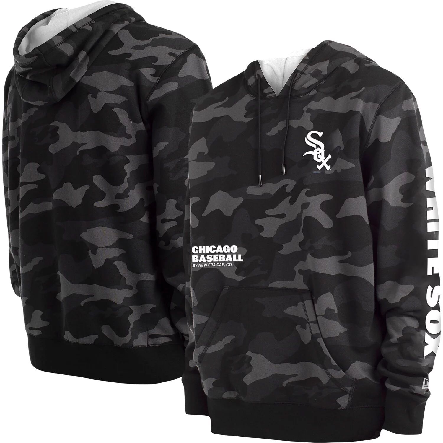 

Мужской черный пуловер с капюшоном Chicago White Sox Camo New Era