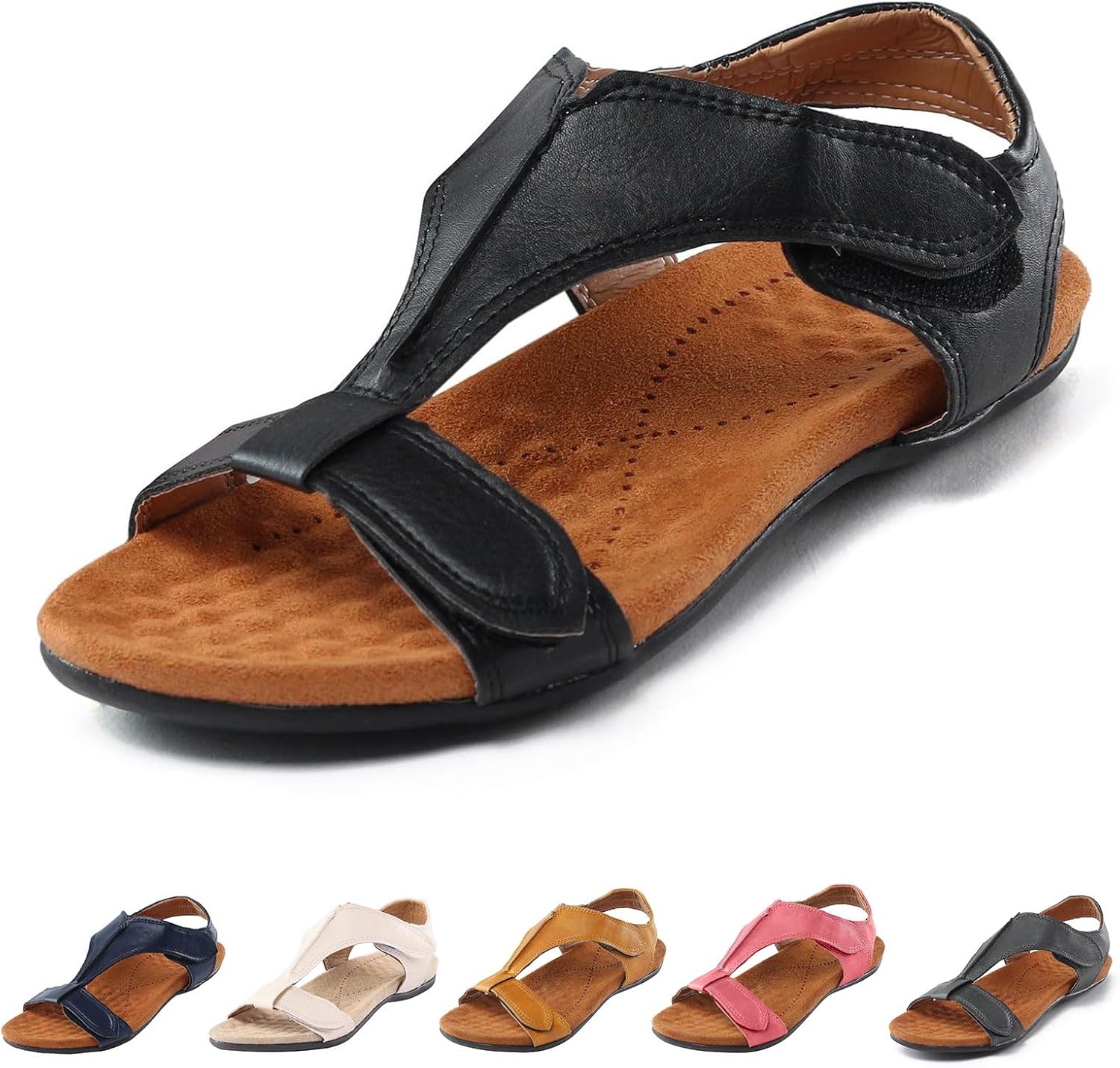 

Женские сандалии повседневные летние пляжные туфли открытый носок плоские сандалии винтажные шлепанцы мягкие легкие удобные прогулочные туфли для женщин Zwrxw, черный