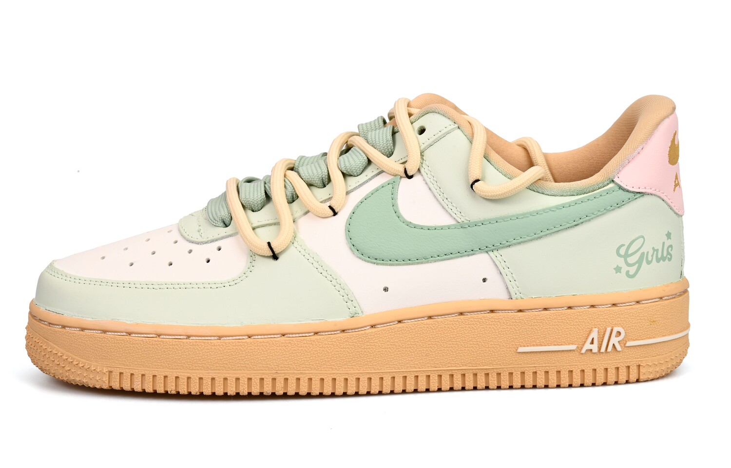 

Кроссовки для скейтбординга Air Force 1 женские с низким верхом бежево-зеленый Nike