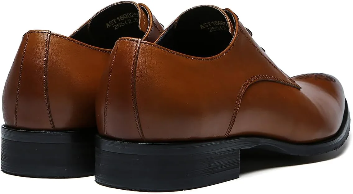 

Мужские оксфорды Santimon из кожи, формальные туфли броги дерби для деловой, вечерней, свадебной моды и повседневной ходьбы, коричневый