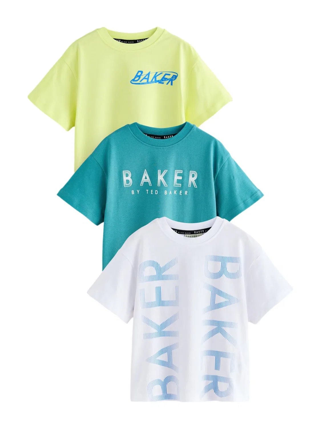 Рубашка Baker by Ted Baker в синем бирюзовом, лимонном и белом цветах