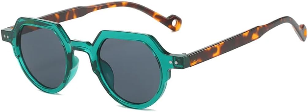 

Модные маленькие овальные солнцезащитные очки для женщин, асимметричные квадратные, винтажные, в стиле панк, с заклепками, конфетного цвета, мужские, UV400 UATXTAU, Green