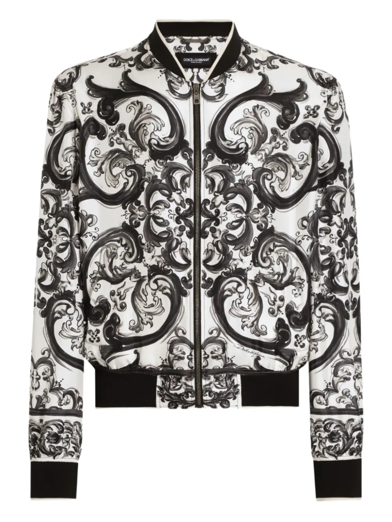 

Dolce & Gabbana бомбер с узором Maiolica, белый