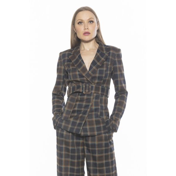 

Женский удлиненный блейзер Janna в клетку с поясом Alexia Admor, цвет brown plaid