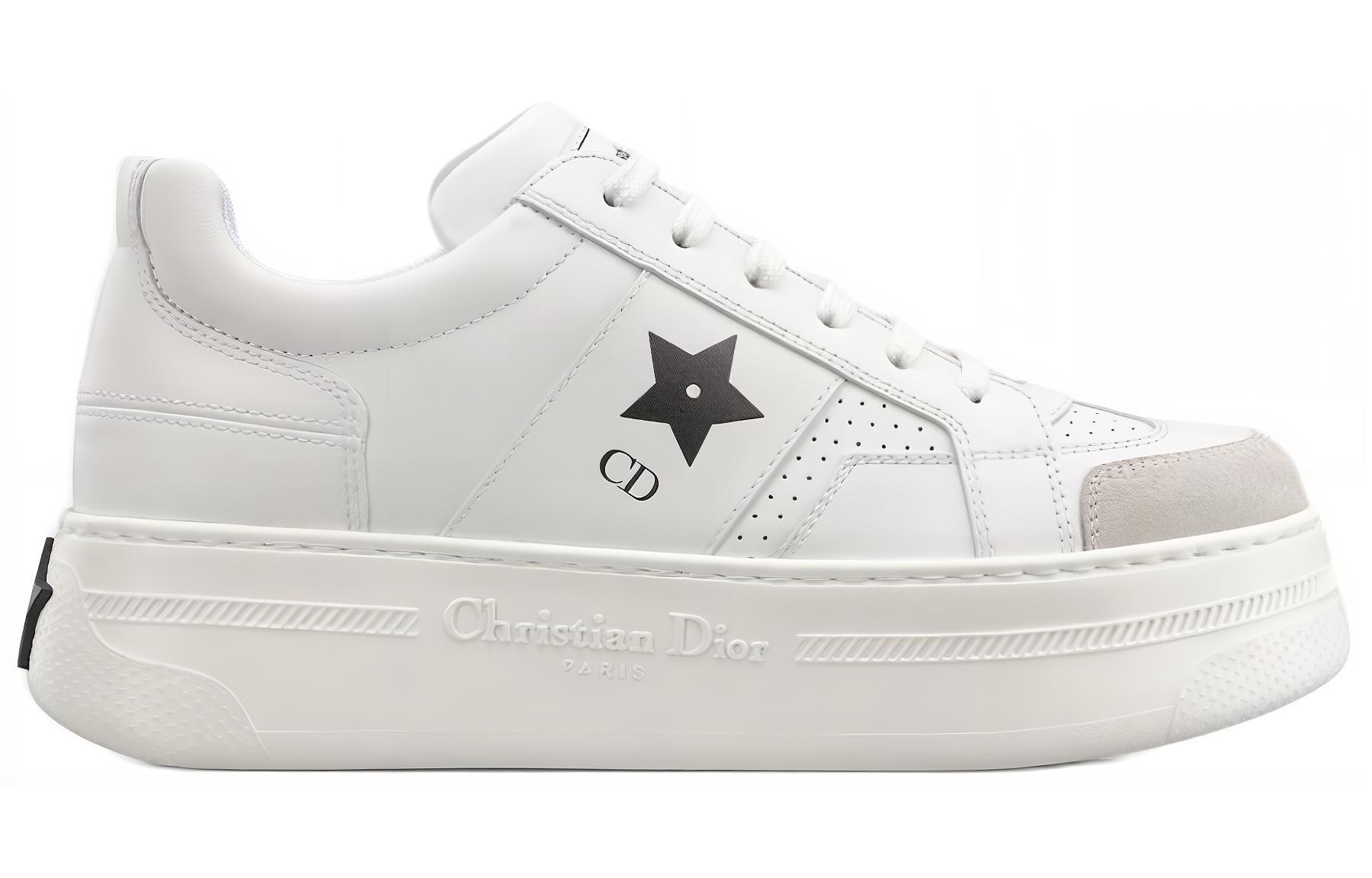 Диоровские звездные низкие скейтерские туфли женские белые Dior Star — фото 2