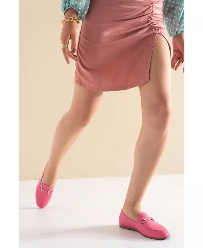 Penny кожаные лоферы с подковкой Forever & Always Shoes, розовый — фото 3