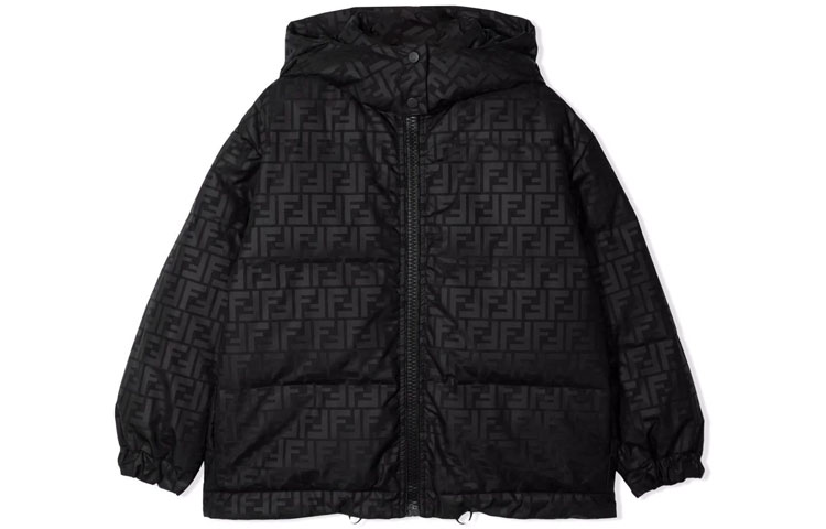 Утепленная курка приталенная Kids' FENDI, черный — фото 3