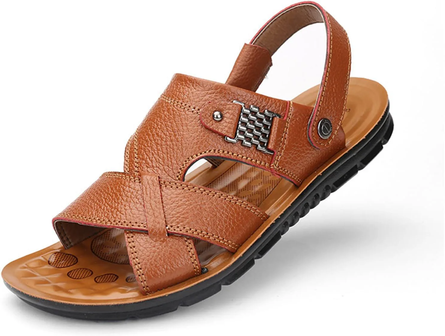 

Мужские сандалии CHUUMEE из кожи, слайдеры с открытым носком и задней ремешком, удобные повседневные летние пляжные обувь, желтый