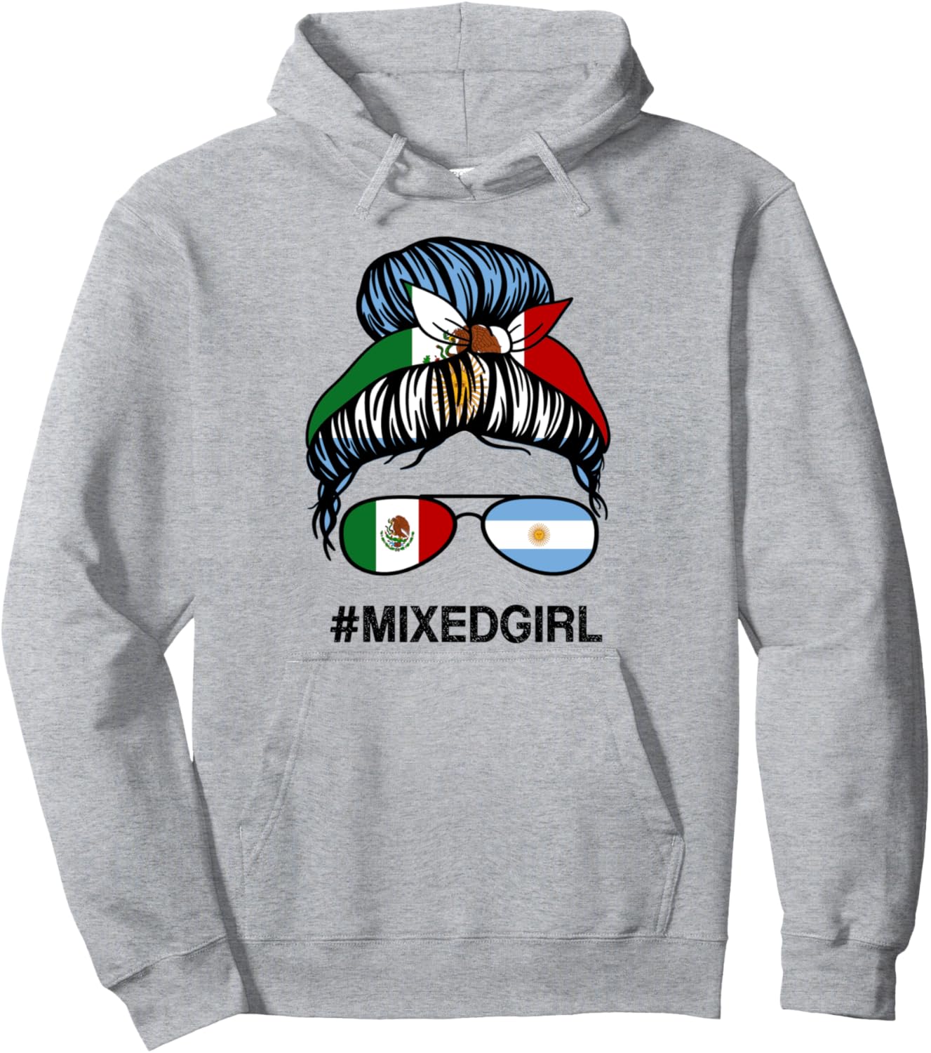 

Флаги Мексики и Аргентины, толстовка с изображением грязного хлеба Мексики и Аргентины Mixed Girl Heritage Store, серый