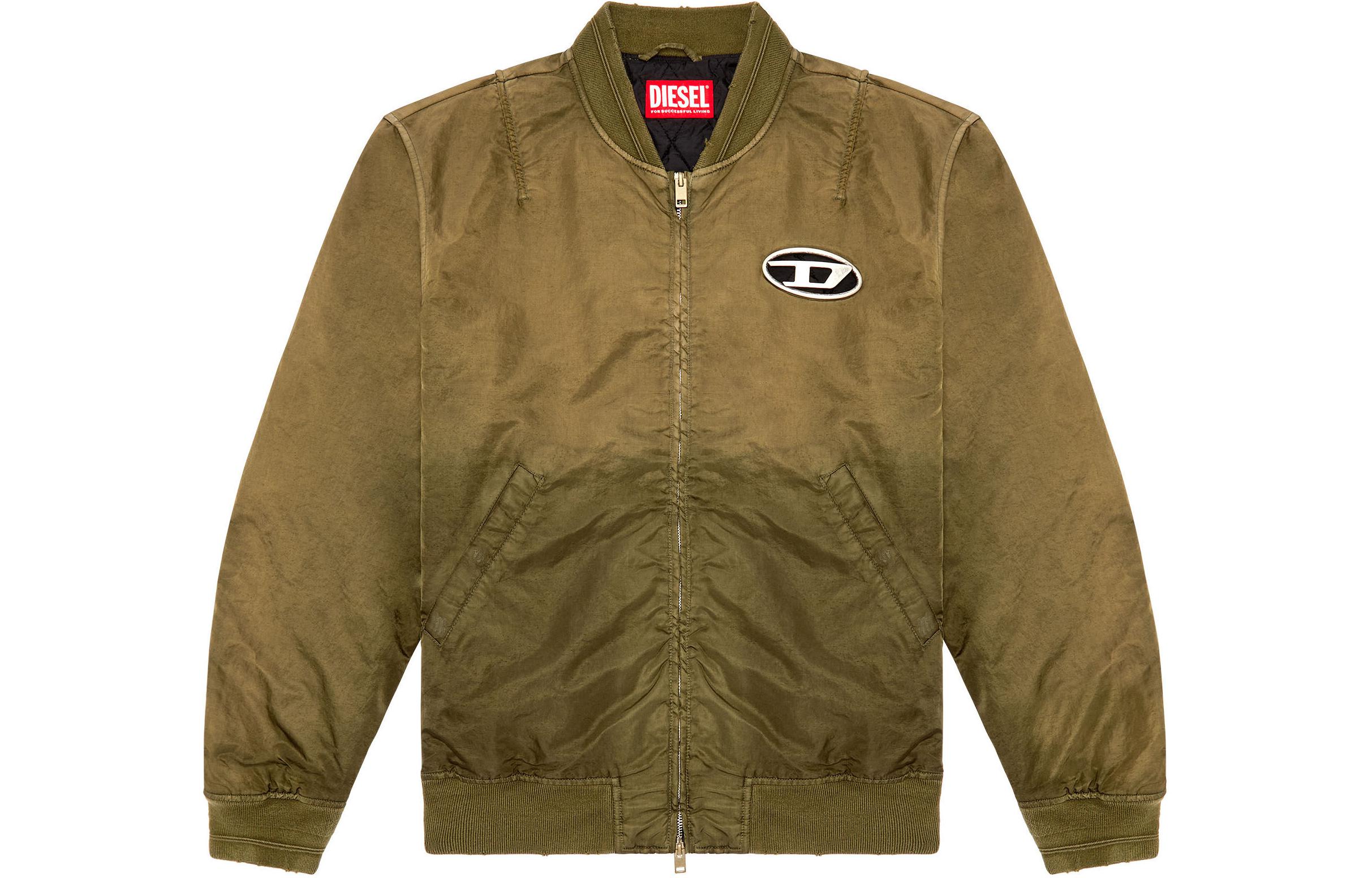 

DIESEL Кожаная бомбер с логотипом, Army Green