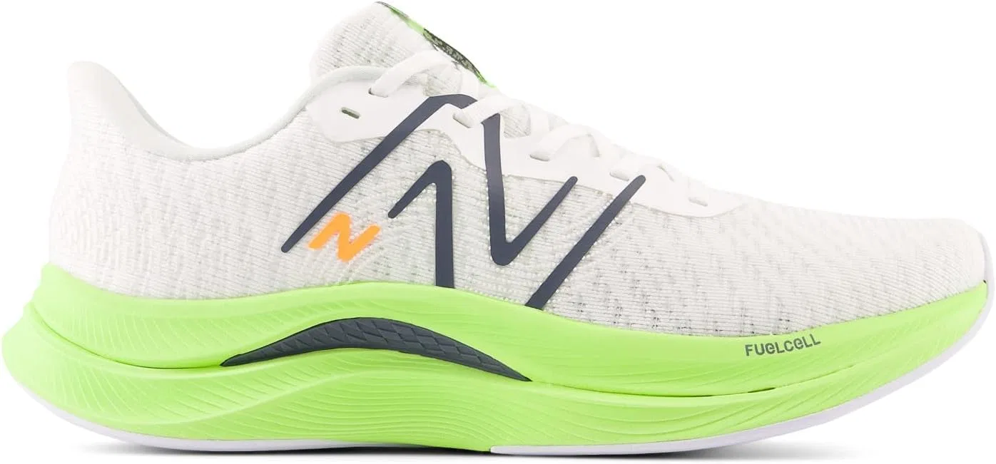 Мужские беговые кроссовки New Balance Fuelcell Propel V4, White Bleached Lime Glo Graphite — фото 2