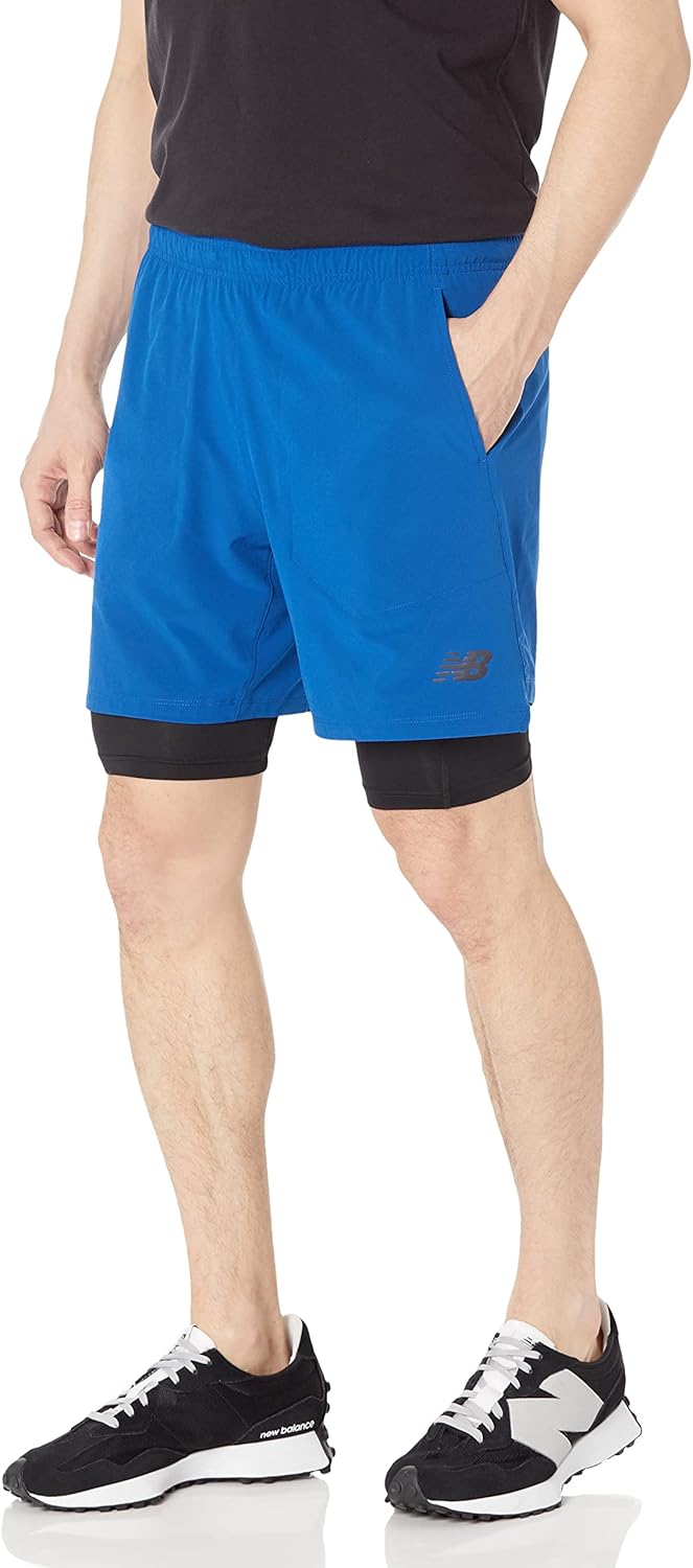 

шорты New Balance мужские RWTech 2-в-1 7 дюймов, размер 22, Blue Groove