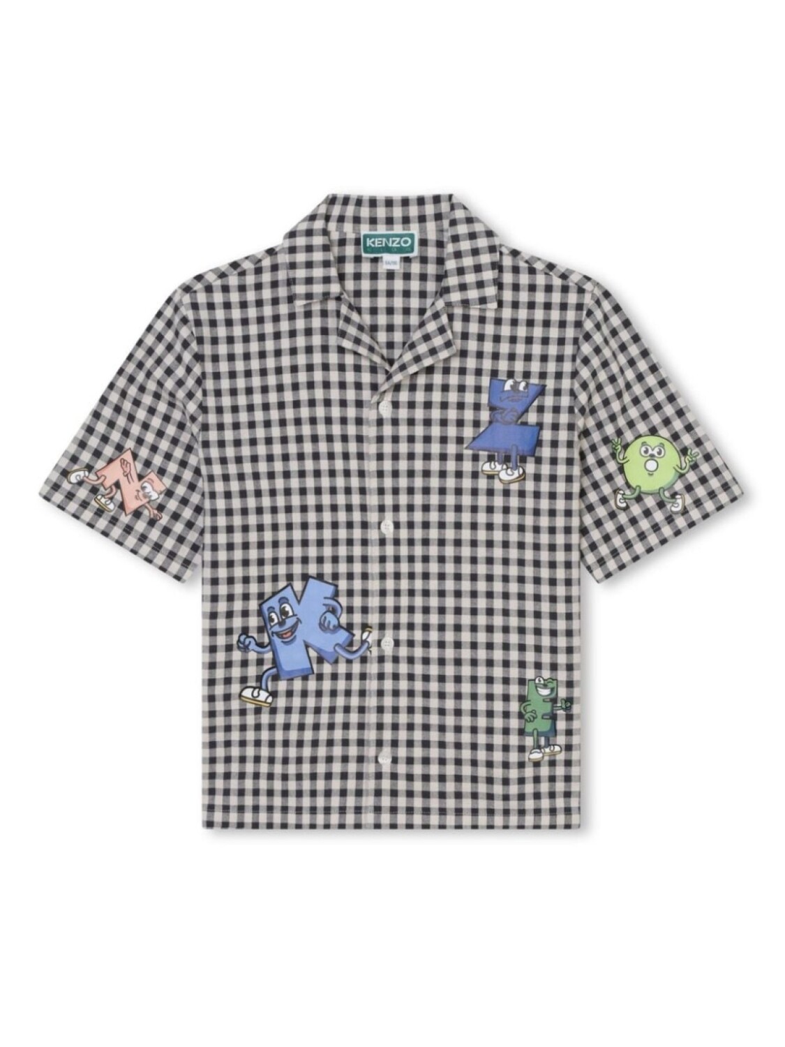 

Kenzo Kids рубашка в клетку с логотипом, нейтральный цвет