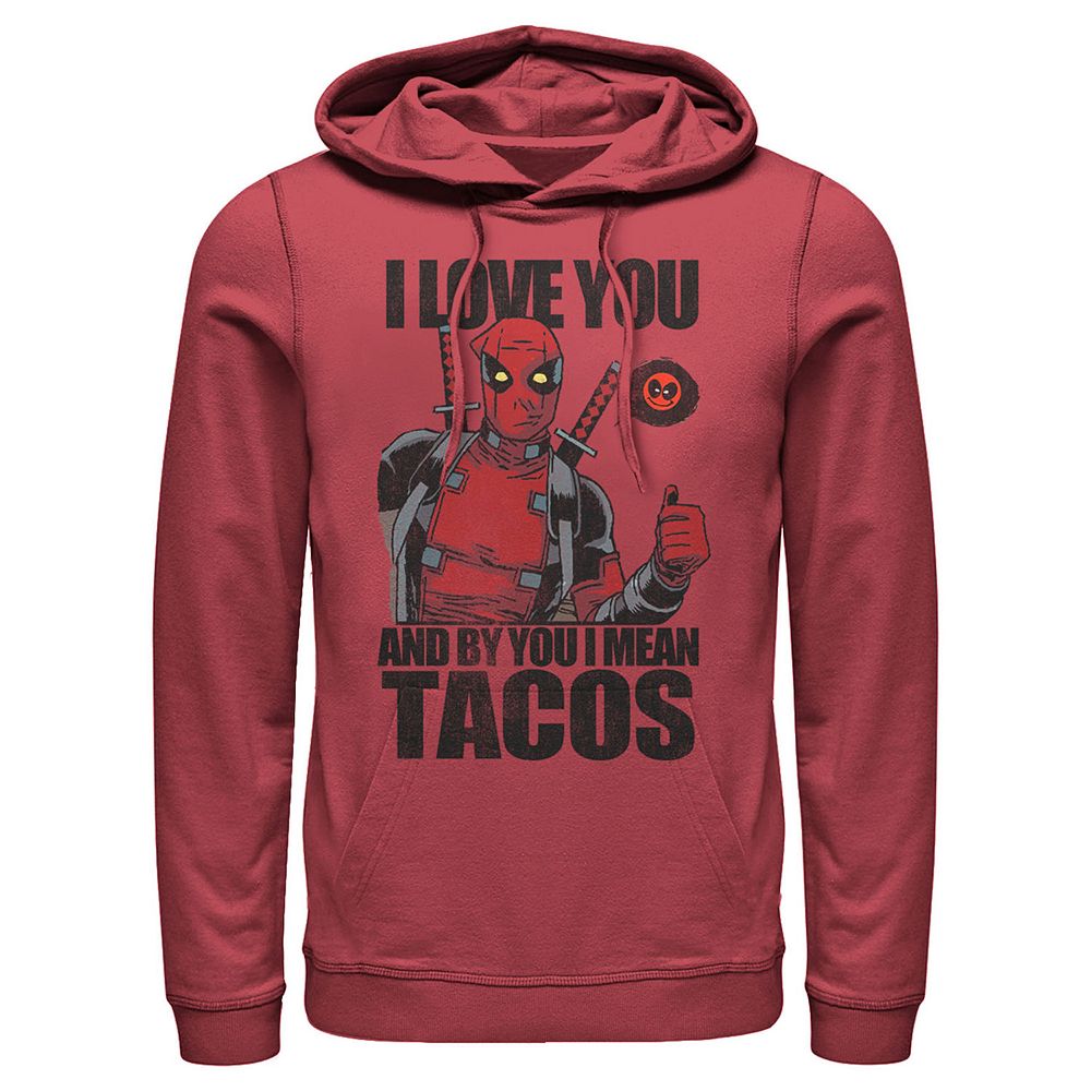 

Мужская толстовка с рисунком Marvel's Deadpool I Love You And You I Mean Tacos, красный