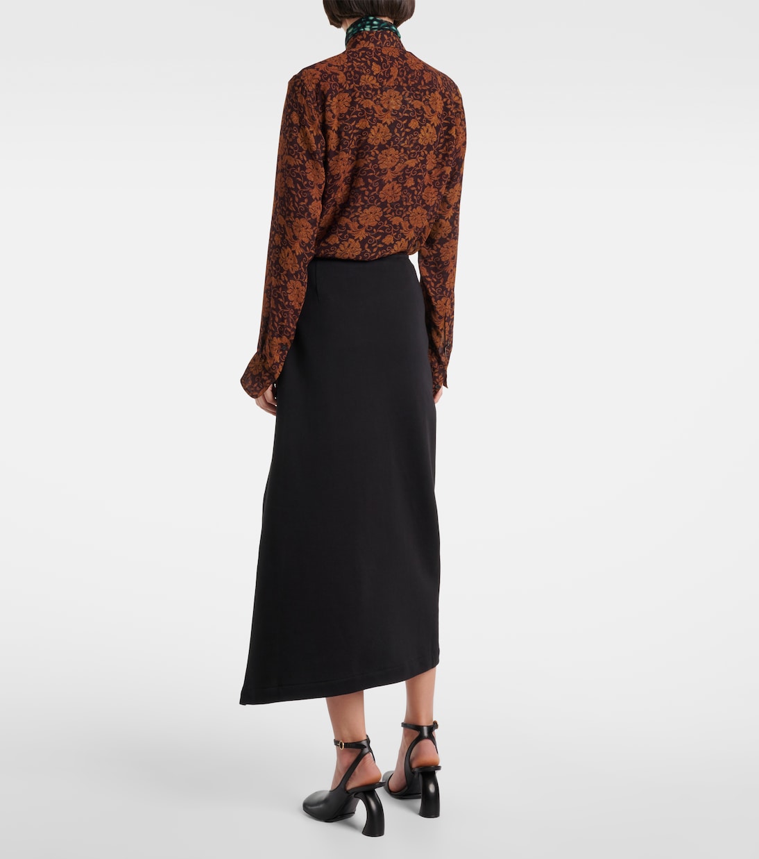 Юбка миди из джерси с драпировкой и асимметричным кроем Dries Van Noten, черный — фото 3