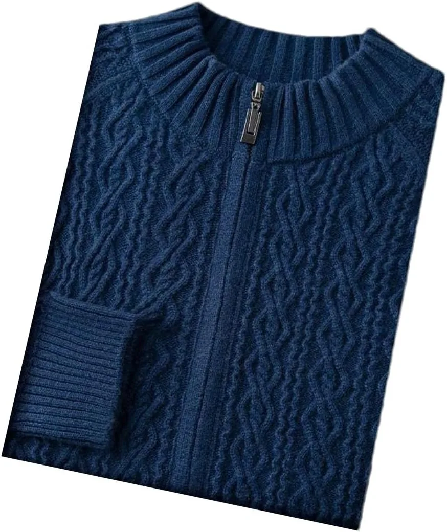 

Мужской толстый кашемировый кардиган с круглым вырезом, длинным рукавом и полной застежкой-молнией в пайсли