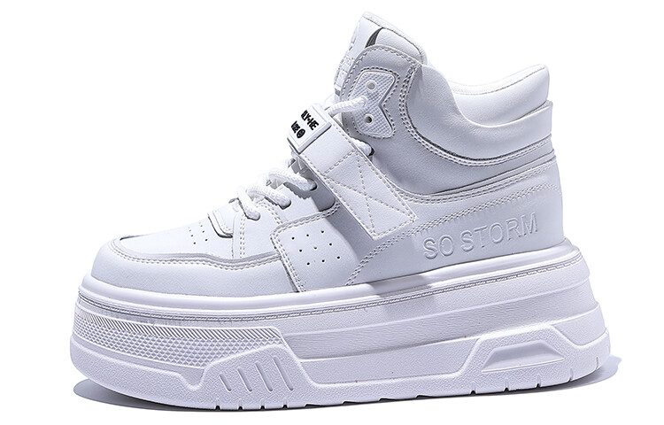 

Кеды, скейтборд обувь женская высокая Junjali, цвет White - Fleece-Lined
