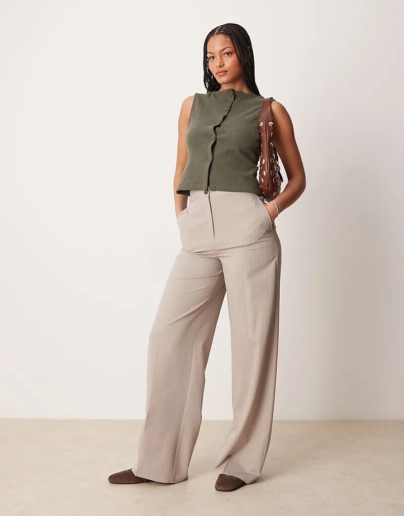 

ASOS DESIGN Высокие брюки свободного кроя в полоску норки