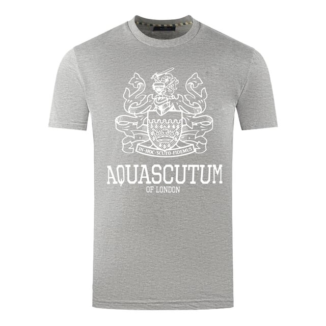 

Серая футболка с большим ярким логотипом лондонского бренда Aldi's Aquascutum, серый