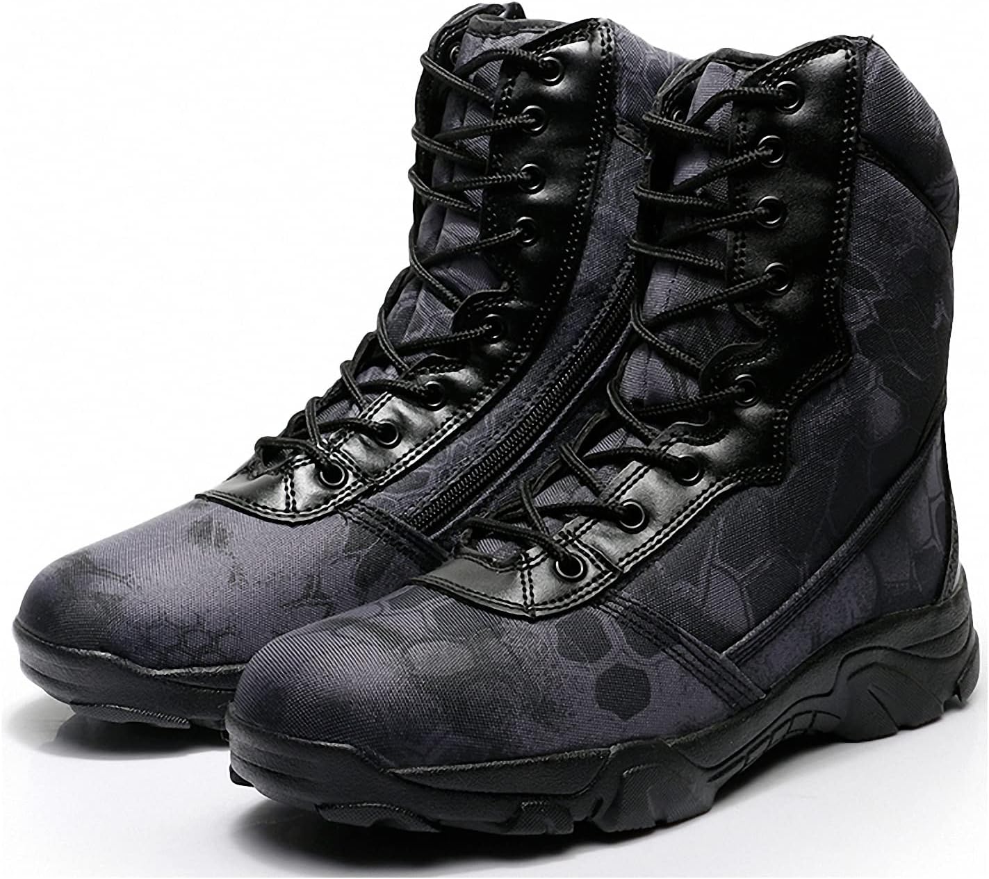 

Военные тактические ботинки Tebapi для мужчин, для походов, кемпинга, альпинизма и трекинга, камуфляжные ботинки на щиколотку, армейская обувь, боевые, водонепроницаемые, с боковой молнией, 7 Black Python