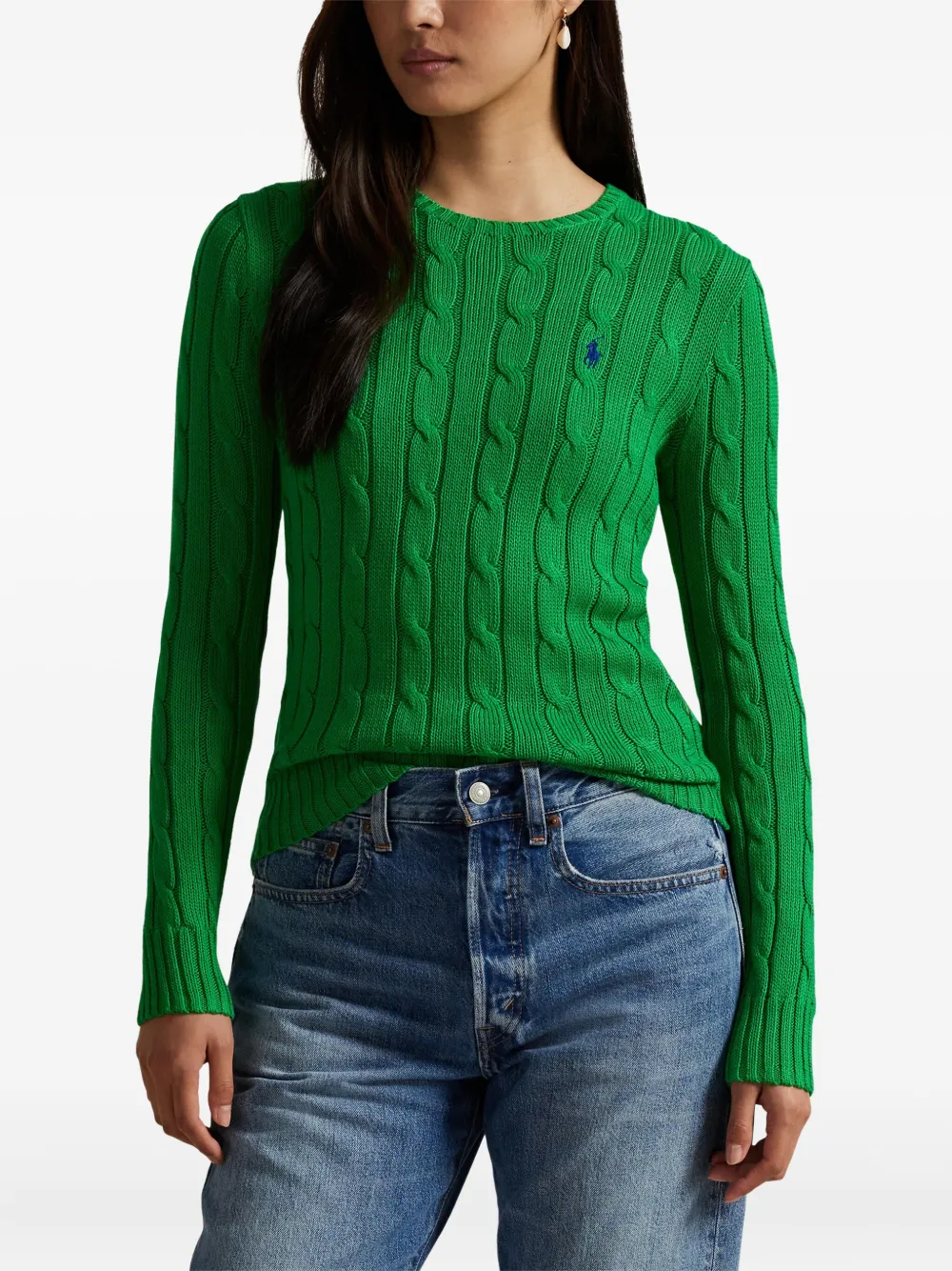 Свитер фактурной вязки Polo Ralph Lauren, зеленый — фото 3
