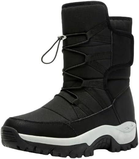 

Мужские зимние ботинки для снега с противоскользящей подошвой, водонепроницаемые, утепленные мехом, средние по голенище, для зимних прогулок Hhhchpm, черный