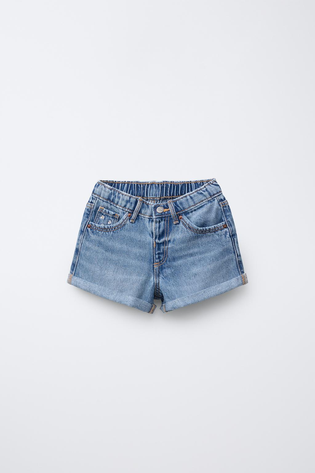 

Шорты-бермуды mom fit ZARA, средне-синий