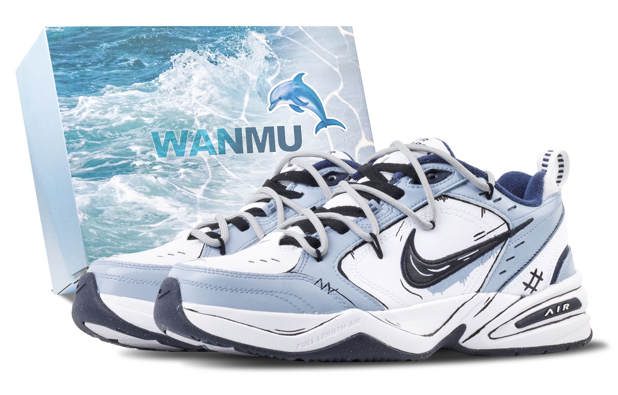 

Nike Кроссовки Air Monarch 4 Wave Island Wind Low top Chunky Unisex White Blue
