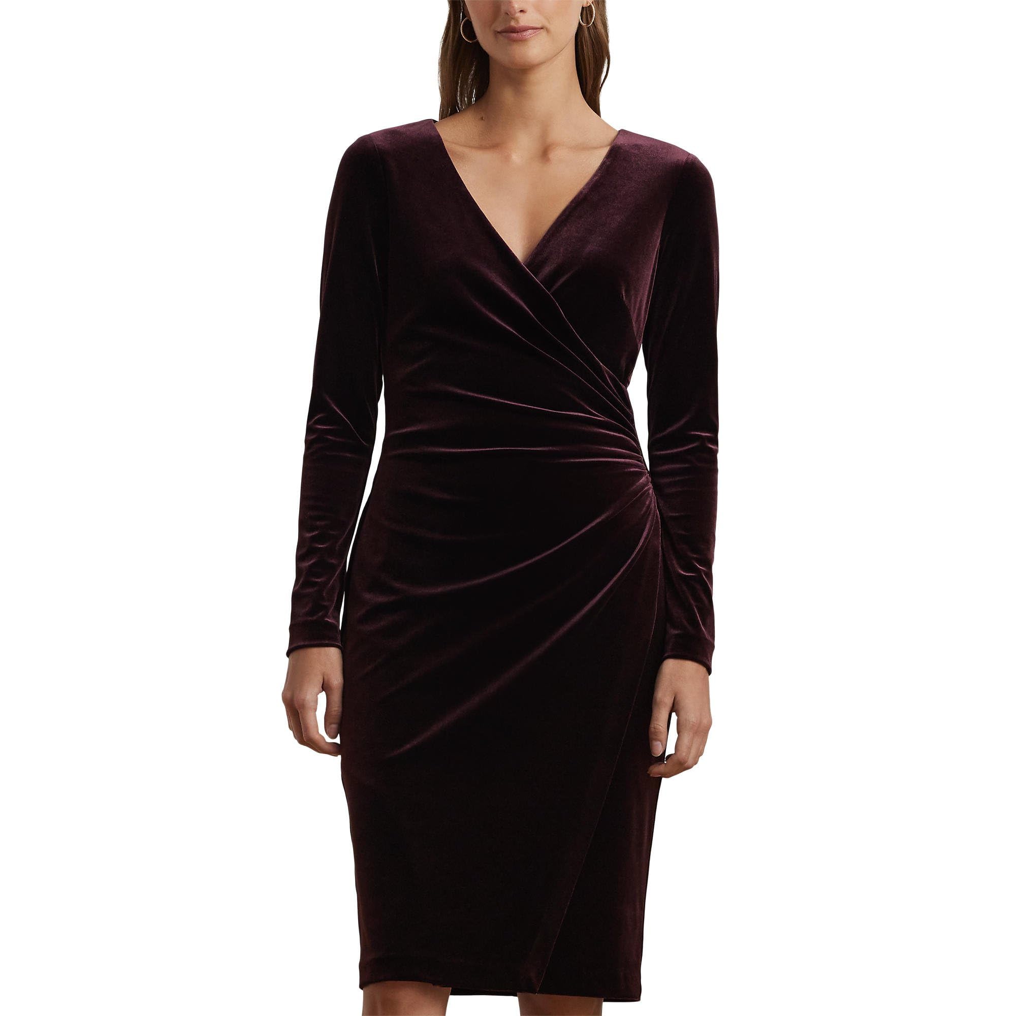 

Платье Lauren Ralph Lauren Stretch Velvet Surplice Dress, Royal Claret Velvet