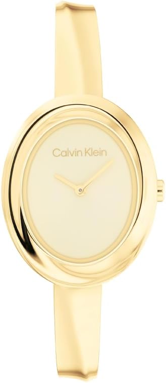 

Женские кварцевые часы Calvin Klein с витым безелем, 24 мм, 2 часа, регулируемый браслет из нержавеющей стали, водонепроницаемость 30 метров, эксклюзивная мода на все случаи жизни, подарок для нее, Gold Plated, Позолоченный, Женские кварцевые часы Calvin 