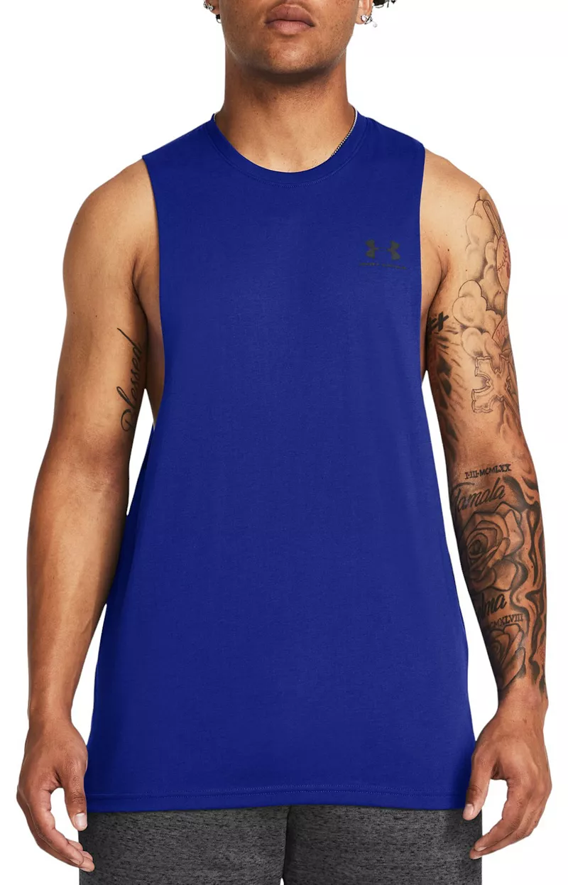 

Мужская майка с вырезом на левой груди Under Armour, цвет Royal/Black