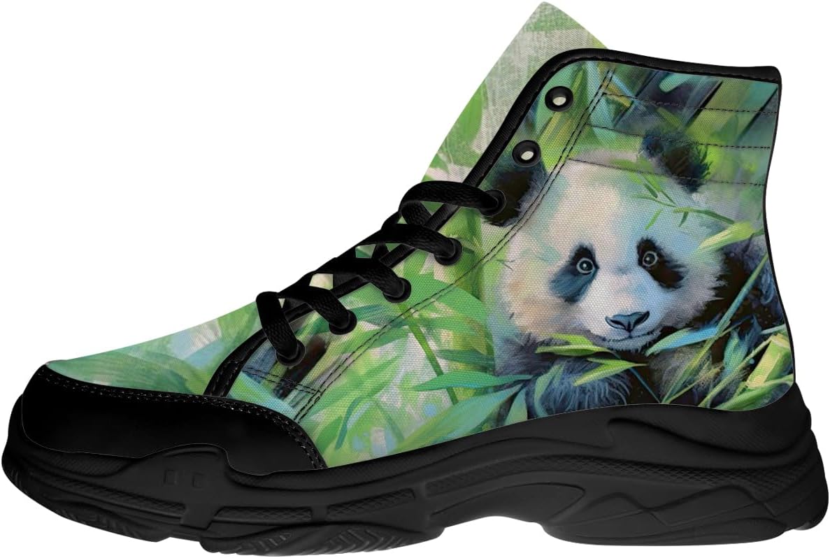 

Мужские и женские высокие кеды Panda, кроссовки на шнуровке с платформой из ткани, подарки для него и для нее Generic, черный/зеленый