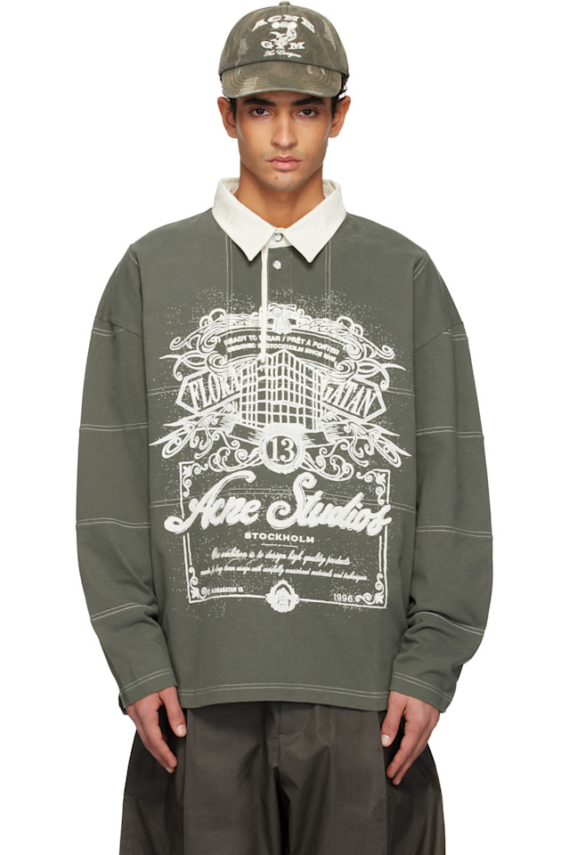 

Acne Studios Поло цвета хаки с логотипом