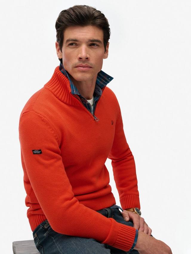 Органический хлопковый полузастёгивающийся вязаный джемпер Superdry, Orange — фото 4