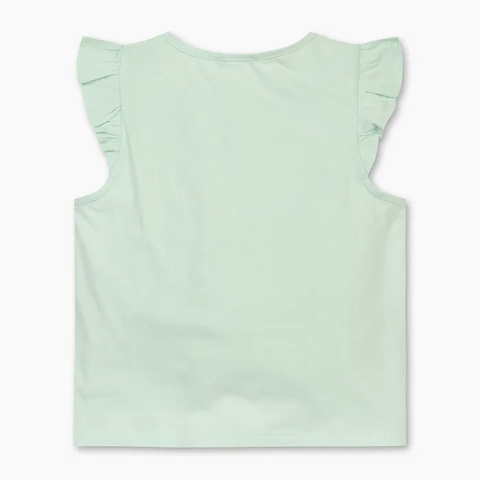 Детская мятная футболка с рюшами на рукавах от Benetton Kids — фото 2