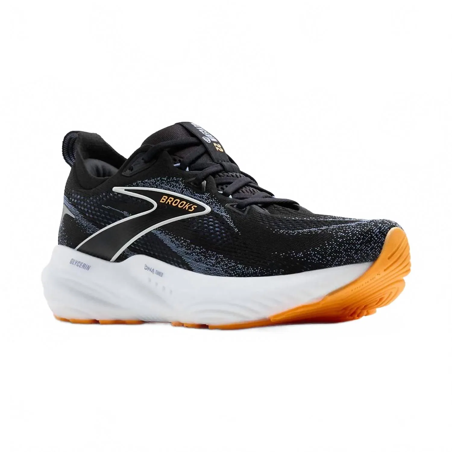 BROOKS Мужские беговые кроссовки Glycerin GTS 22 в черно-сине-оранжевом цвете — фото 2