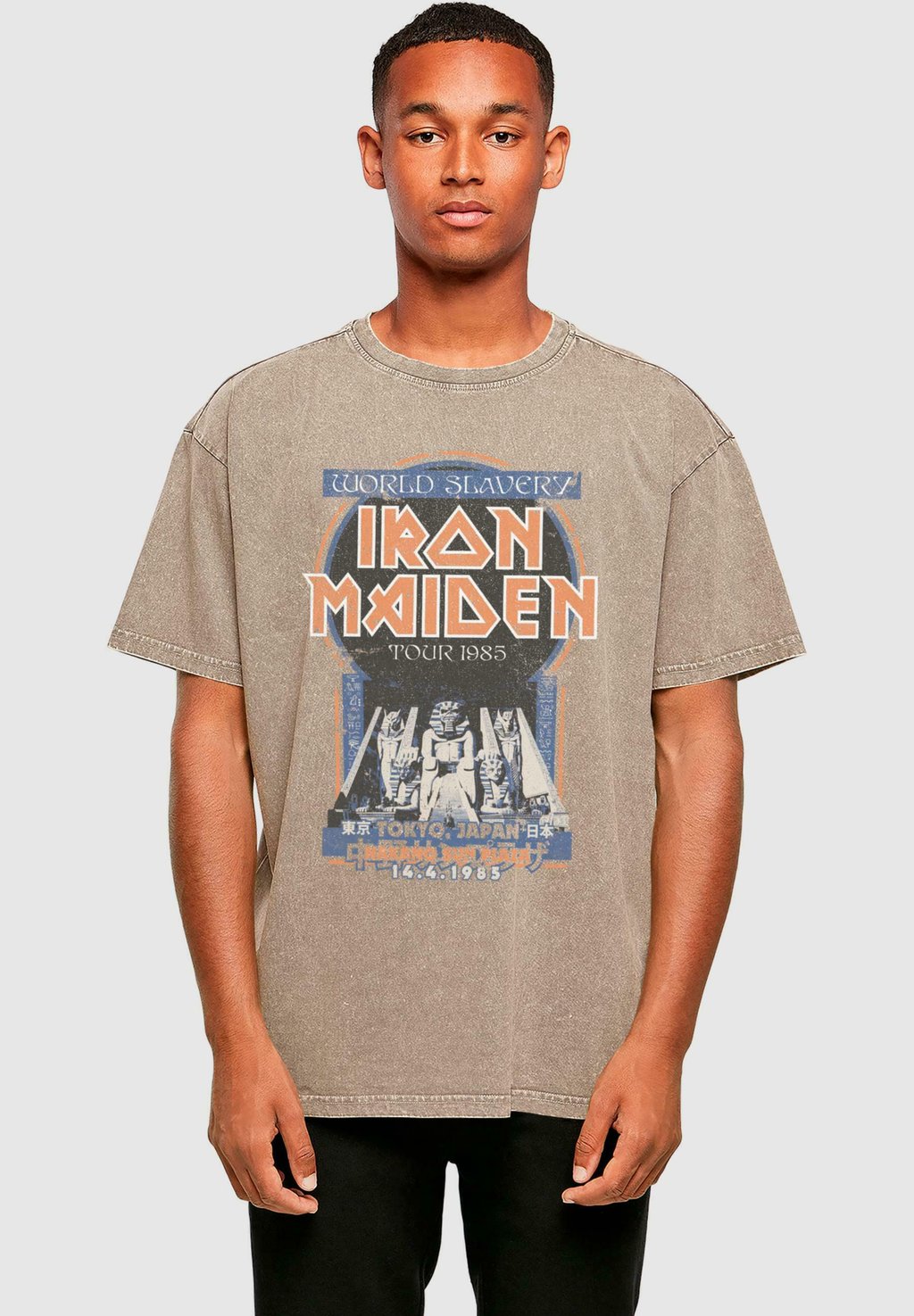 

Футболка с принтом POWERSLAVE - JAPANESE FLYER ACID WASHED Merchcode, коричневый