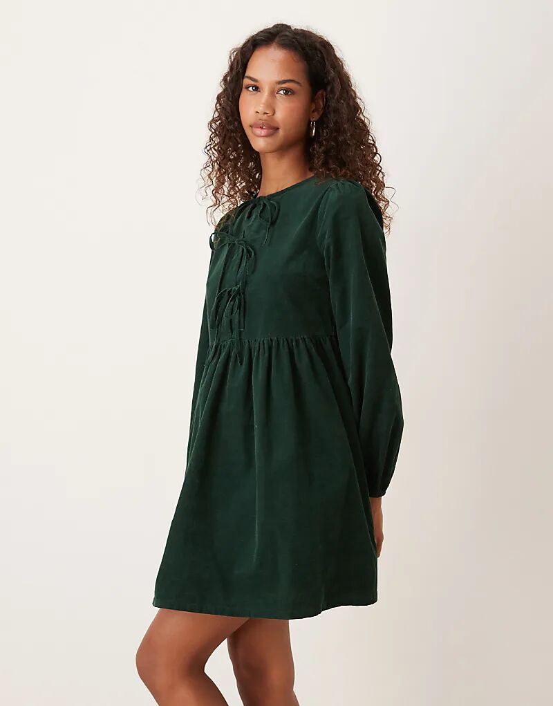 

Платье-рубашка мини Eden с завязками от Nobody's Child темно-зеленого цвета