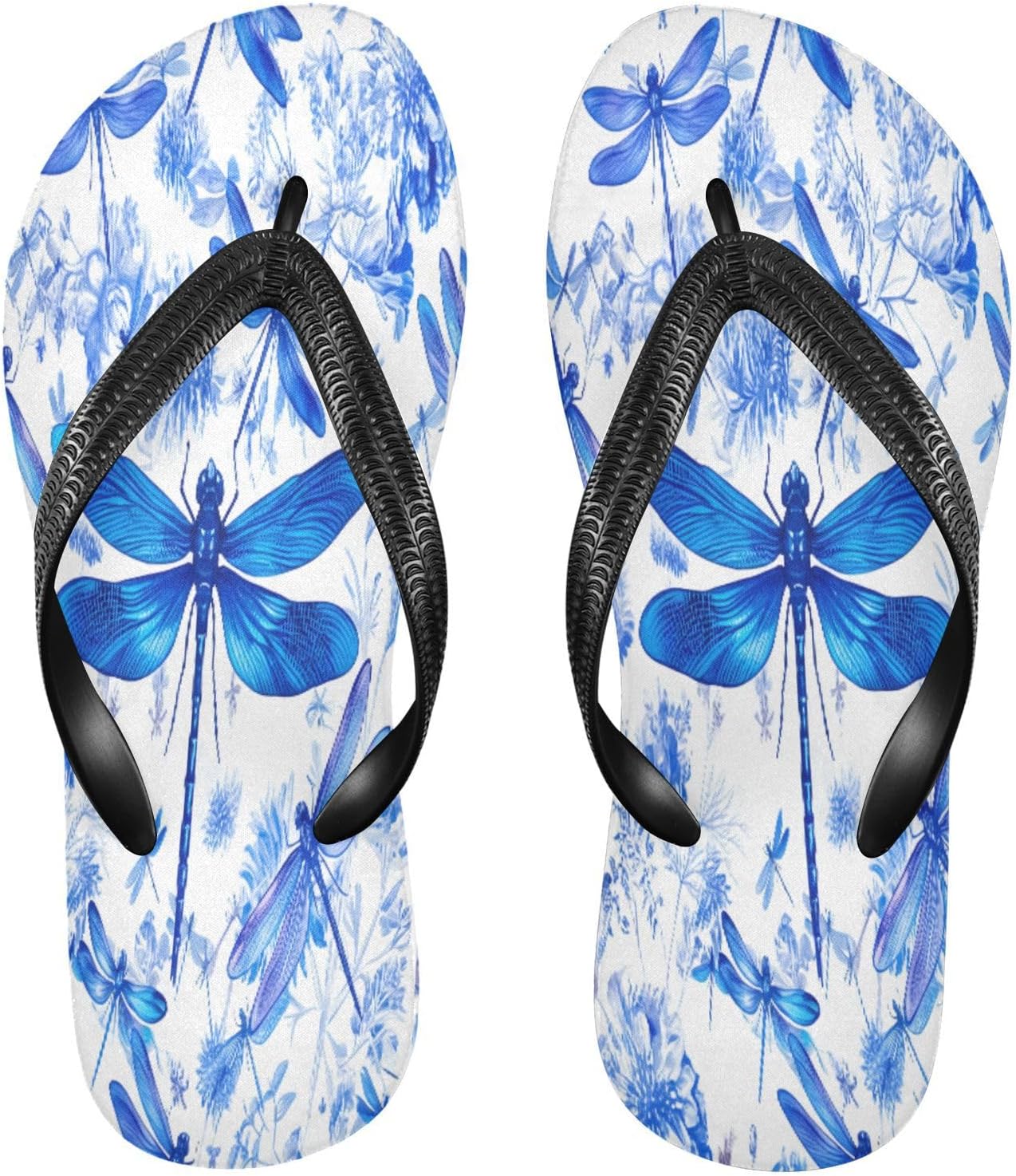 

Женские сланцы с цветочным принтом и стрекозой, пляжные шлепанцы, резиновые нескользящие летние тапочки для женщин и мужчин Sinestour, Dragonfly Floral