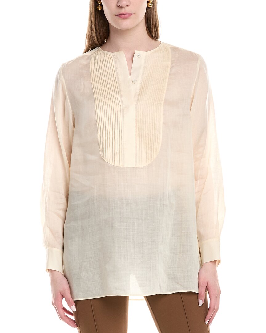 

Лафайетт 148 Нью-Йорк блузка с защипами и планкой Lafayette 148 New York, Buff