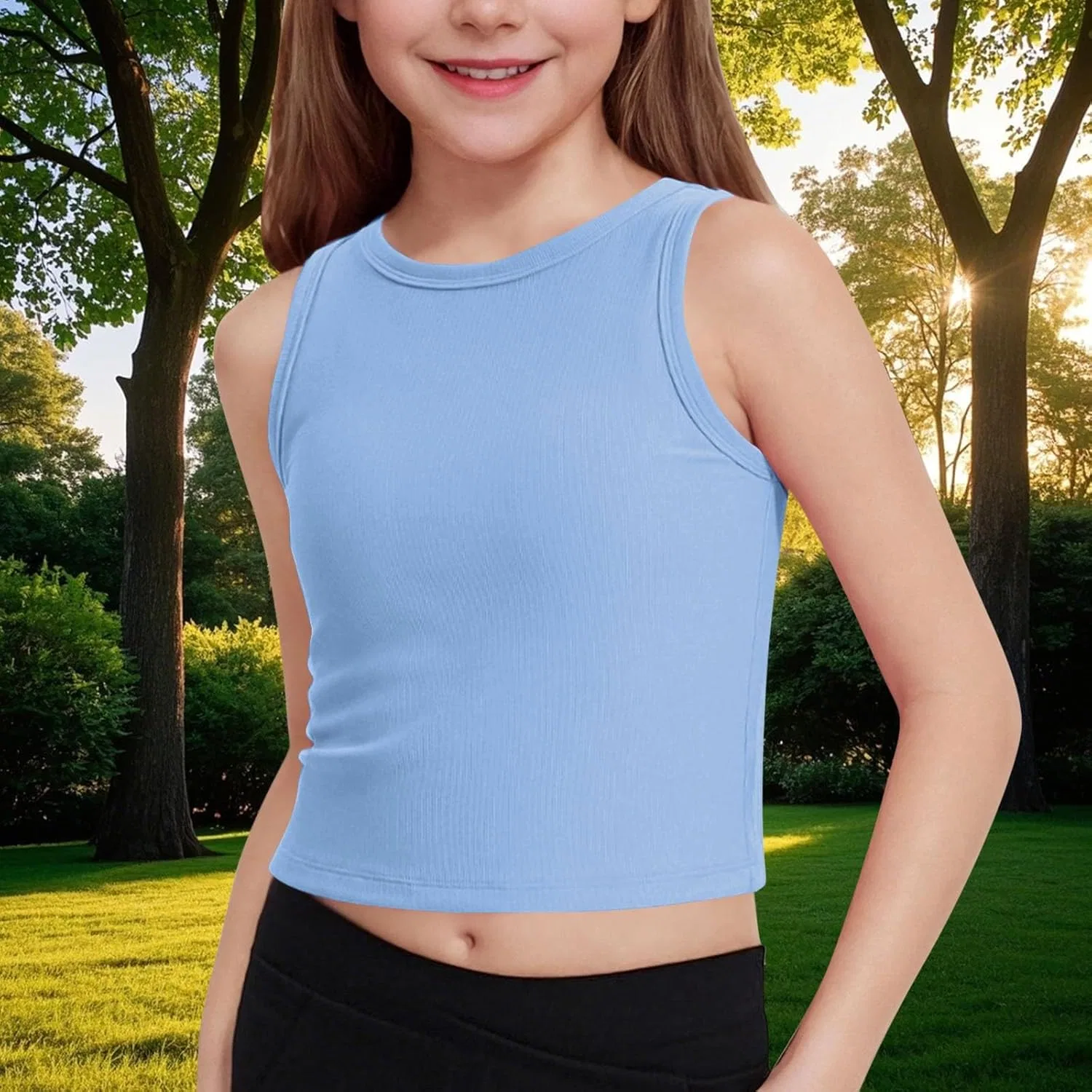 Детский топ-борцовка Ribbed Knit Tank Top Zzalalana, Blue — фото 3