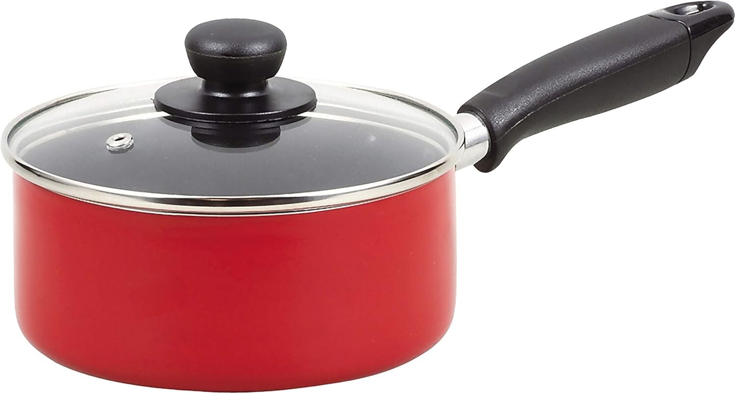 

Одноручная кастрюля Pearl Metal HB-4399, красная, 6,3 дюйма (16 см), совместима с индукционной индукцией, фторированная обработка, стеклянная крышка в комплекте, подходящий размер, Red