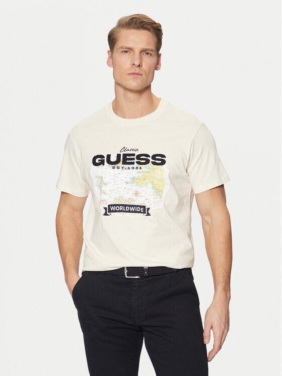 

Футболка стандартного кроя Guess, экрю