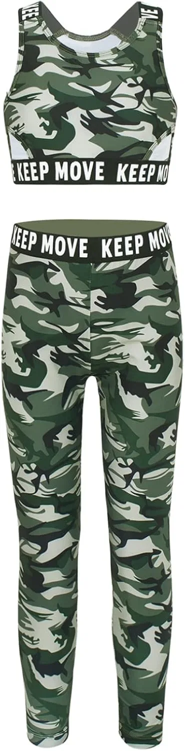 Детский спортивный комплект топ и леггинсы easyforever 2 предмета, Camouflage Green — фото 2