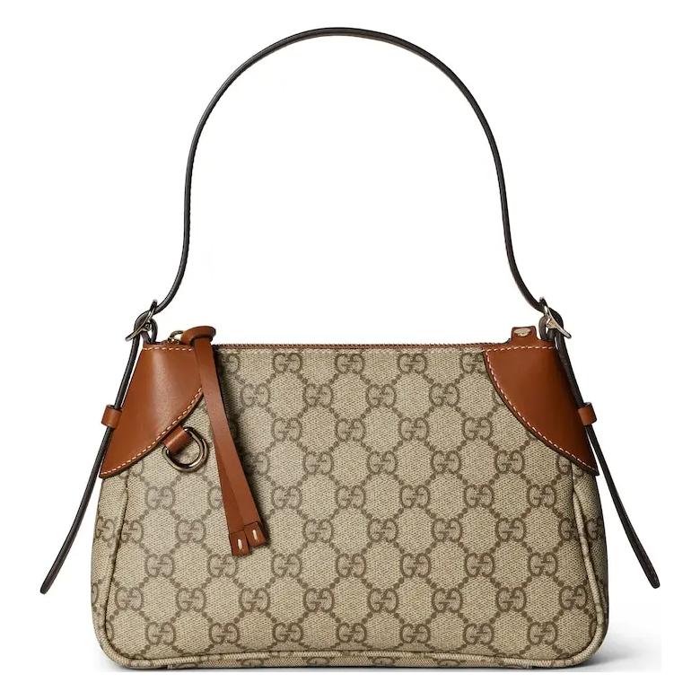 

GUCCI Сумка через плечо Trumpets из холщовой ткани с покрытием, женская, коричневого цвета